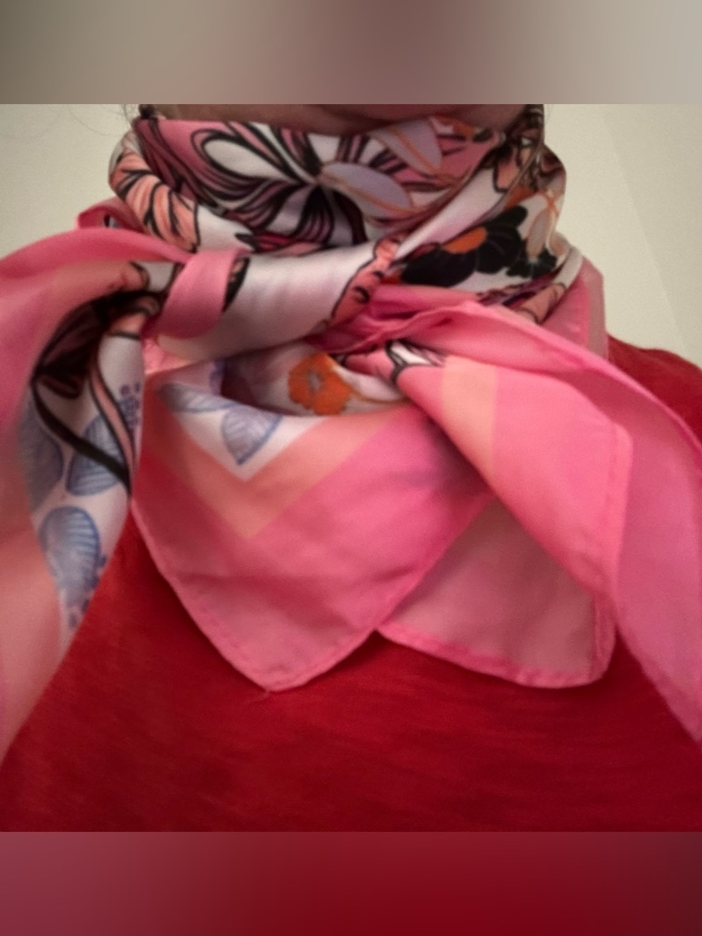 NWNT Petite Scarf 27 x 27 Neck, Wrap, Hair Tie Floral Bright Colors. Brand new.